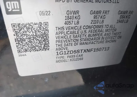 2022 Chevrolet Malibu Fwd Lt from USA, damaged, VIN 1G1ZD5STXNF150713